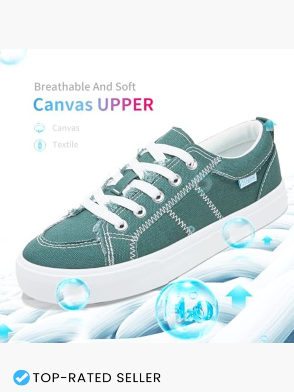 Cute Lace Up Canvas Sneakers Low Top Washed Flat Comfortable Walking Shoes - Picture 5 of 7